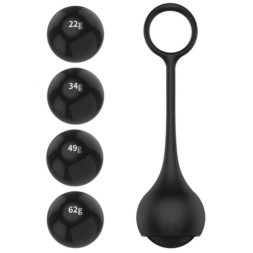 Stronger Glans Trainer Penis Extender Cock Ring 4 Ball Heavy Weight Hanger Stretcher JJ Enlargement Silicone Dumbbell For Men (Black) - sextoysok