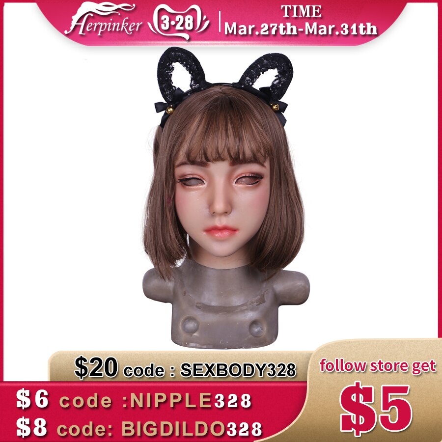 Realistic Silicone Full Head Masks Face Female Masquerade Halloween Cosplay Drag Queen Crossdresser Cover Facial Scars - sextoysok
