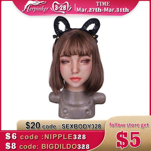 Realistic Silicone Full Head Masks Face Female Masquerade Halloween Cosplay Drag Queen Crossdresser Cover Facial Scars - sextoysok