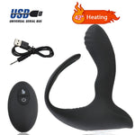 Sex Toy , Double Ring Prostate Vibrator Constant Temperature Heating Anal Plug Soft Silicone Vibratorv , Male Sex Toy (Black) - sextoysok