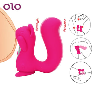 OLO Cute Squirrel Sculpt Sucking Tongue Vibrator Nipple Sucker Clitoris Licking Stimulator 10 Frequency Sex Toys for Women - sextoysok
