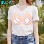 1 Pair Silicone Artificial Adhesive Breast Realistic False Shemale Simulation Breast Masturbation Toy 36A A B C 36D Sex Toy - sextoysok
