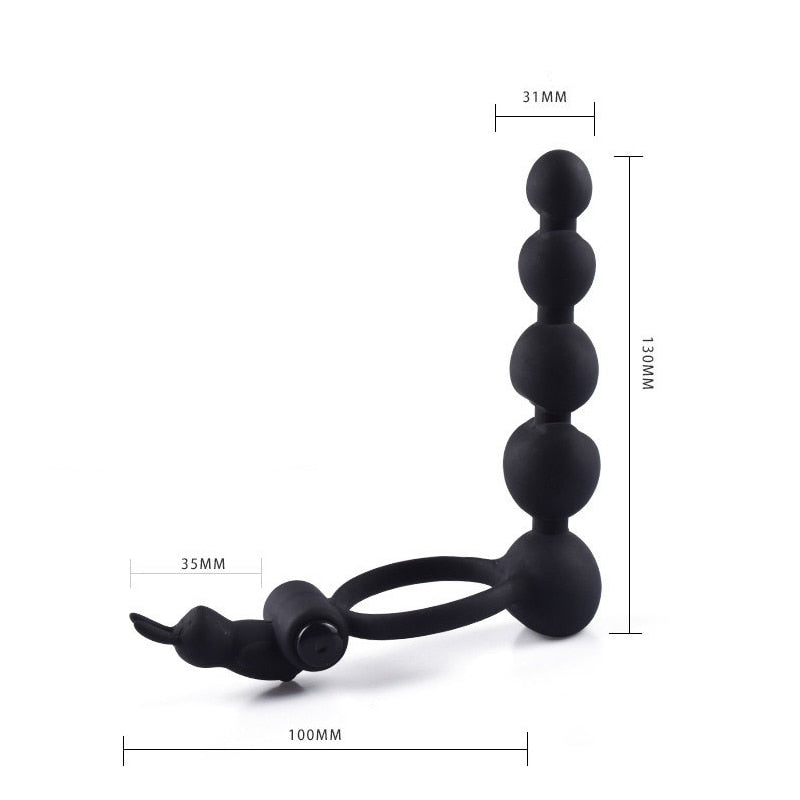 Silicone Cock Ring Wearing Anal Plug Butt Plug Prostate Massager Delay Ejaculation Sex Toys for Men Couples Male Masturbation (Black) - sextoysok