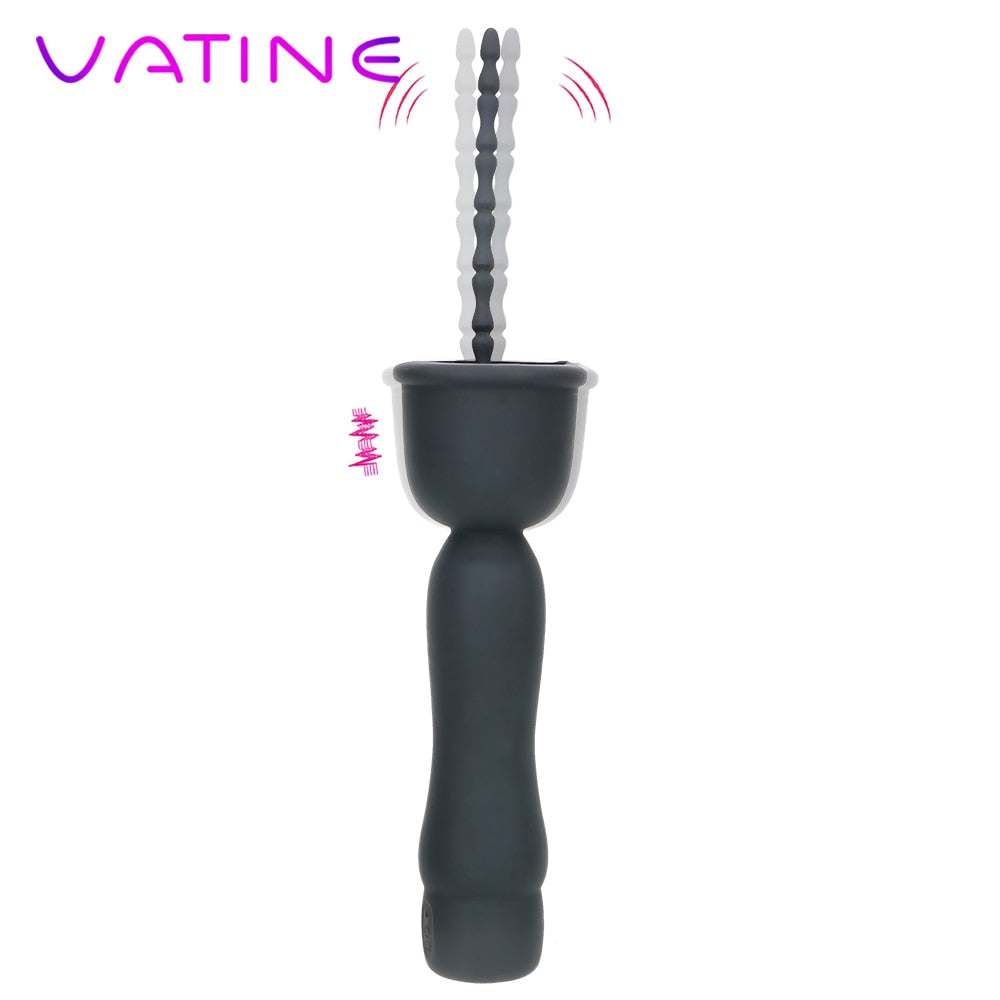 VATINE 16 Modes Vibrator Penis Plug Catheters Sounds Silicone Urethral Dilators Medical Themed Toys Sex Toys for Men - sextoysok