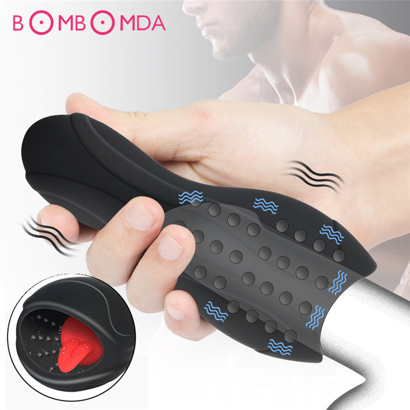 Blowjob Sex Toys for Men Deep Throat Male Masturbator Automatic Penis Pump Vibrators Tongue Licking Glans Massager Sex Shop - sextoysok