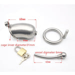 New stainless steel male chastity cage with locking urethral catheter plug metal cock cages chastity device sex toy for man - sextoysok