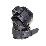 Black PU Handcuffs leather BDSM Sex Bondage kit Slave Fetish bedroom sex bandage Ankle cuffs restraint set adult toys For Couple - sextoysok