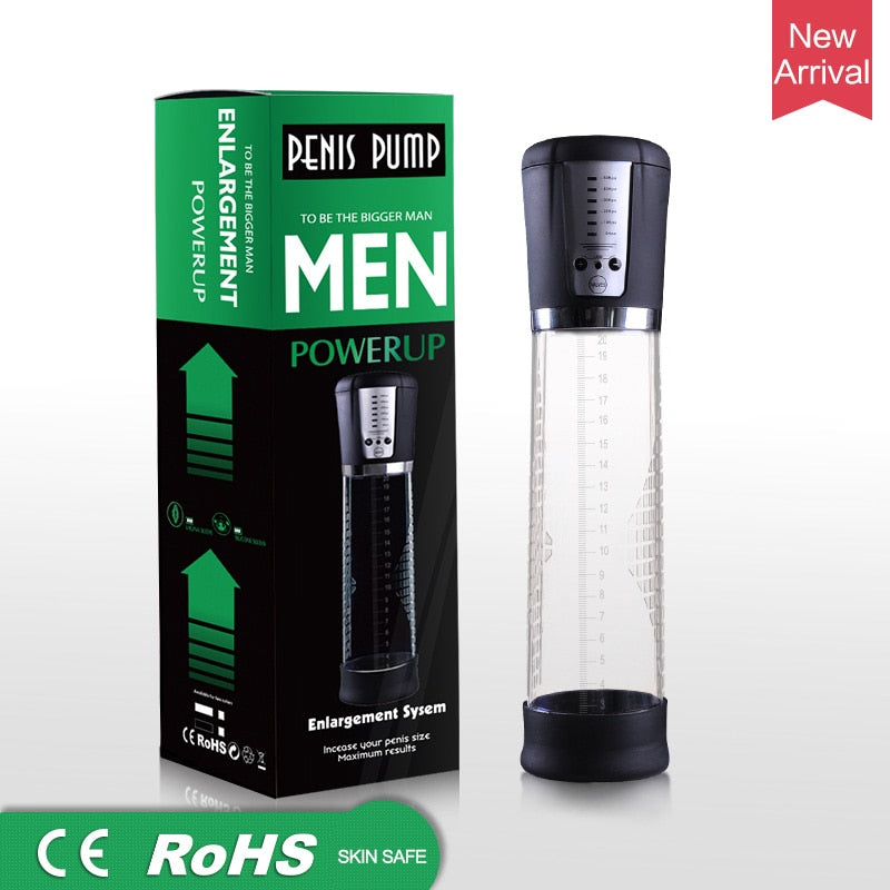 Electric Automatic Penis Pump USB Rechargeable Penis Enlarger Vacuum Pump Powerful Penis Enlargement Extender Sex Toys for Men (Sky blue) - sextoysok