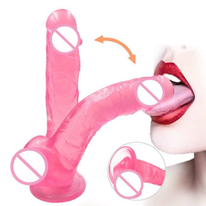 20.5cm Crystal Penis Huge Cock Adult Sex Toys Simulate Realistic Transparent Soft Dildo With Suction Cup Pink For Women And Wife - sextoysok