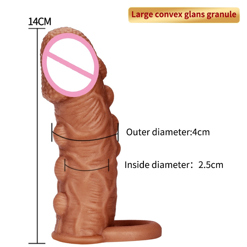 OMYSKY Penis Enlargement Condoms For Men Reusable Penis Sleeve Extender Dildo Enhancer Sleeves For Adults Intimate Cock Rings - sextoysok