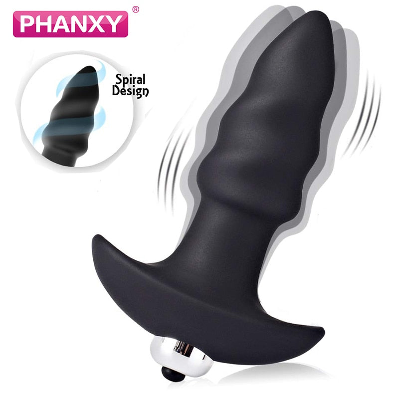 PHANXY Vibrator Male Anal Plug Medical Soft Silicone Anal Cork With Vibration 7 Speed Butt Plug Adult Sex Toys For Women Couples - sextoysok