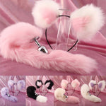 Cute ears Headbands with Fox / Rabbit Tail Metal Butt Anal Plug Erotic Cosplay Accessories Adult Sex Toys for Couples - sextoysok