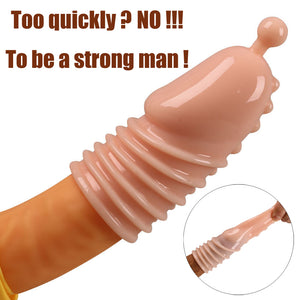Lengthen Reusable Enlargement Condoms Extend G point Ring Male Penis Extension Sleeves Sex Toys for Man Adults Intimate Goods - sextoysok