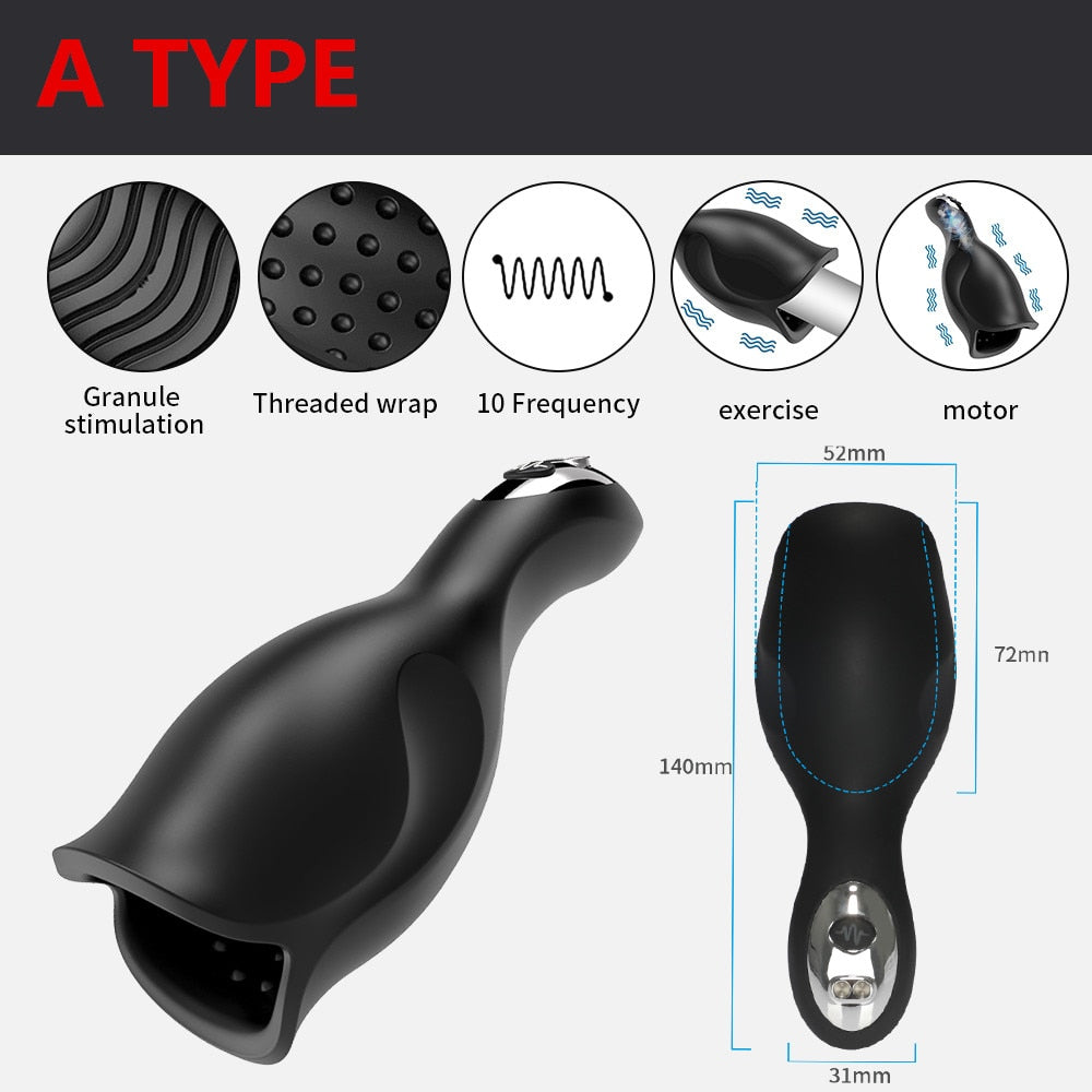 Blowjob Sex Toys for Men Deep Throat Male Masturbator Automatic Penis Pump Vibrators Tongue Licking Glans Massager Sex Shop - sextoysok