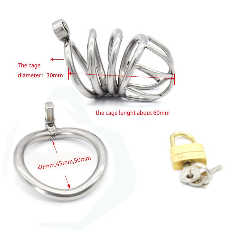 Stainless Steel Male Chastity device Adult Cock Cage With arc-shaped Cock Ring BDSM Sex Toy Bondage Men Chastity Belt A224-2 - sextoysok
