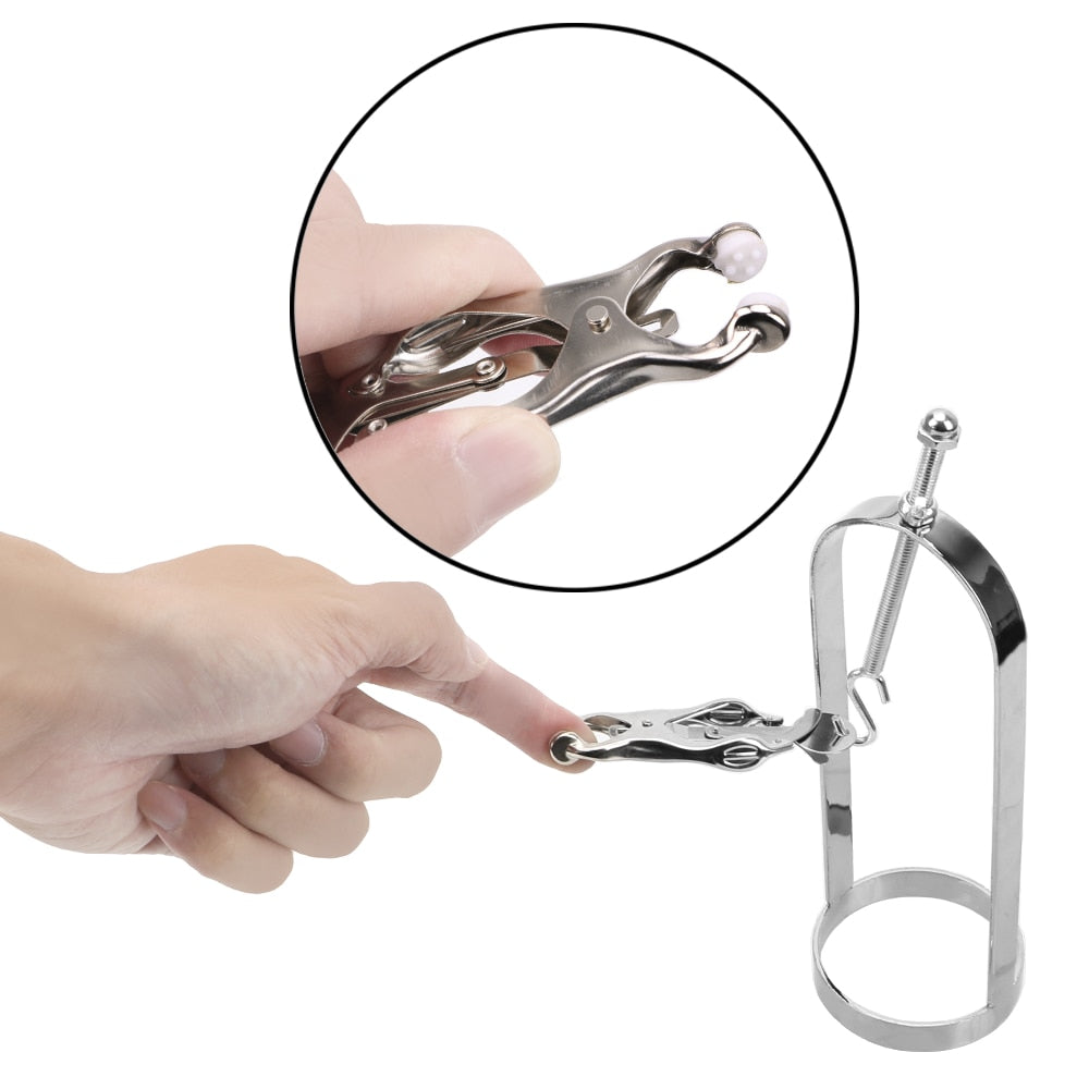 Torture Play Clamps Adjustable 1 Pair Breast massage Retention Device Metal Nipple Clips Nipple Stimulator Bondage - sextoysok