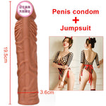 OMYSKY Penis Enlargement Condoms For Men Reusable Penis Sleeve Extender Dildo Enhancer Sleeves For Adults Intimate Cock Rings - sextoysok