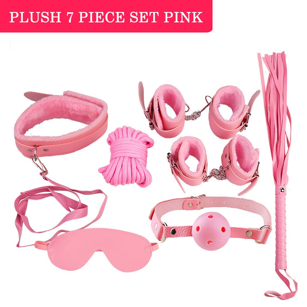 Sex Toys for Couples Handcuffs Whip Nipples Clip Blindfold Mouth Gag Adult Sex Toys Kit Sm Bondage Toy Flirt Games for Couples - sextoysok