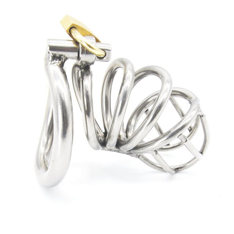 Stainless Steel Male Chastity device Adult Cock Cage With arc-shaped Cock Ring BDSM Sex Toy Bondage Men Chastity Belt A224-2 - sextoysok