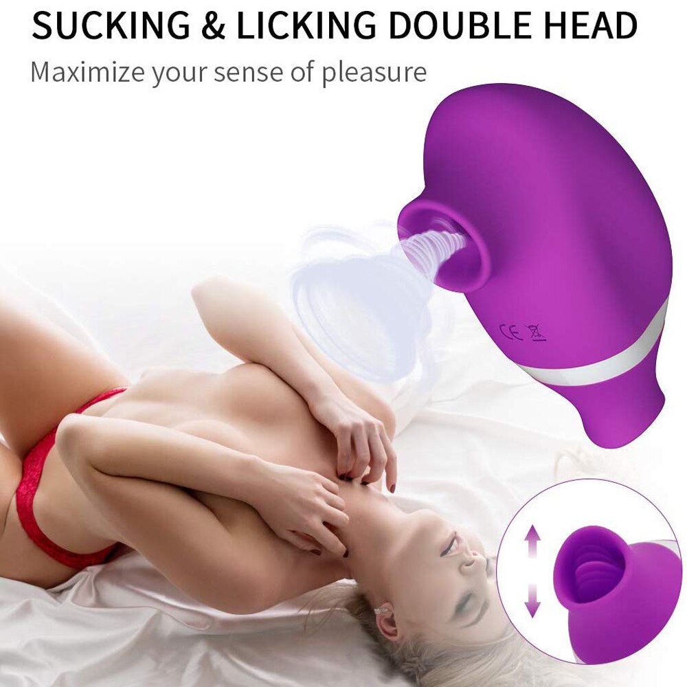 Sucking & Licking 2 in 1 Clitoris Vibrator Sex Toys for Women Double Stimulation Nipples Clit Sucker Oral Sex Toys for Adults - sextoysok