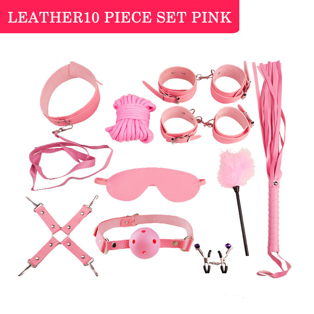 Sex Toys for Couples Handcuffs Whip Nipples Clip Blindfold Mouth Gag Adult Sex Toys Kit Sm Bondage Toy Flirt Games for Couples - sextoysok