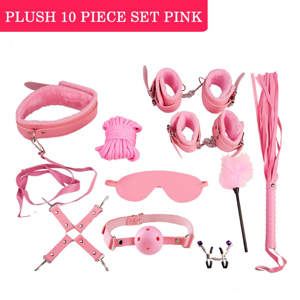 Sex Toys for Couples Handcuffs Whip Nipples Clip Blindfold Mouth Gag Adult Sex Toys Kit Sm Bondage Toy Flirt Games for Couples - sextoysok