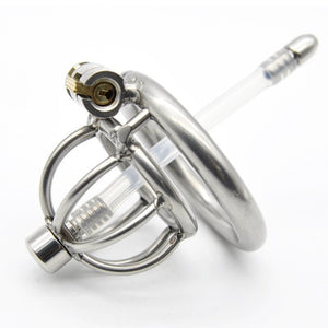New Super Small Male Chastity Device 45MM Adult Cock Cage With Urethral Catheter BDSM Sex Toys Stainless Steel Chastity Belt - sextoysok