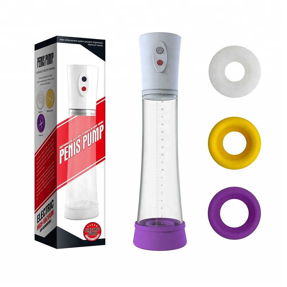 Electric Automatic Penis Pump USB Rechargeable Penis Enlarger Vacuum Pump Powerful Penis Enlargement Extender Sex Toys for Men (Sky blue) - sextoysok