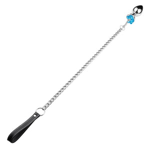 Leash Chain Anal Plug with Bell Adult BDSM Games Stainless steel Crystal Heart Anal Sex Butt Plug Stimulator Sex Toys For Wome - sextoysok