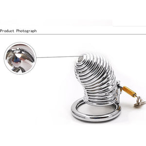 INS Male Stainless Steel Chastity Device Belt Bird Metal Cage Cock Lock Restraint Ring Sex Toy for Men - sextoysok