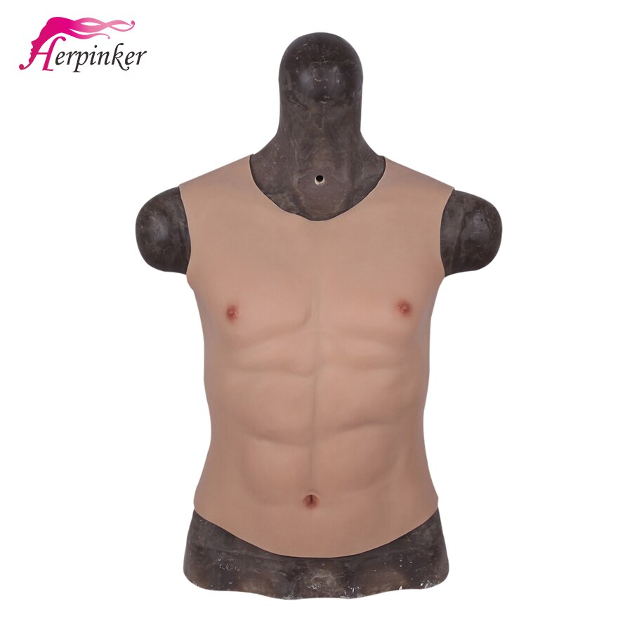 Fake Abs Men's Chest Muscle Silicone Vest Fake Chest Muscle Pecloralis Cosplay Shirt Suit Crossdresser Artificial Cosplay - sextoysok