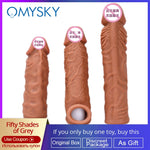 OMYSKY Penis Enlargement Condoms For Men Reusable Penis Sleeve Extender Dildo Enhancer Sleeves For Adults Intimate Cock Rings - sextoysok