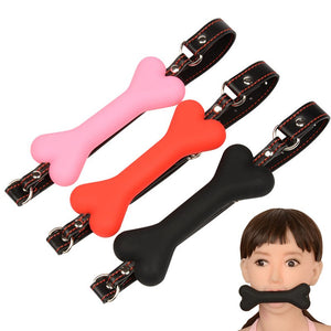 PU Leather Silicone Dog Bone Open Mouth Gag Bdsm Bondage Restraint Slave Fetish Adult Games Erotic Sex toys for Couples - sextoysok