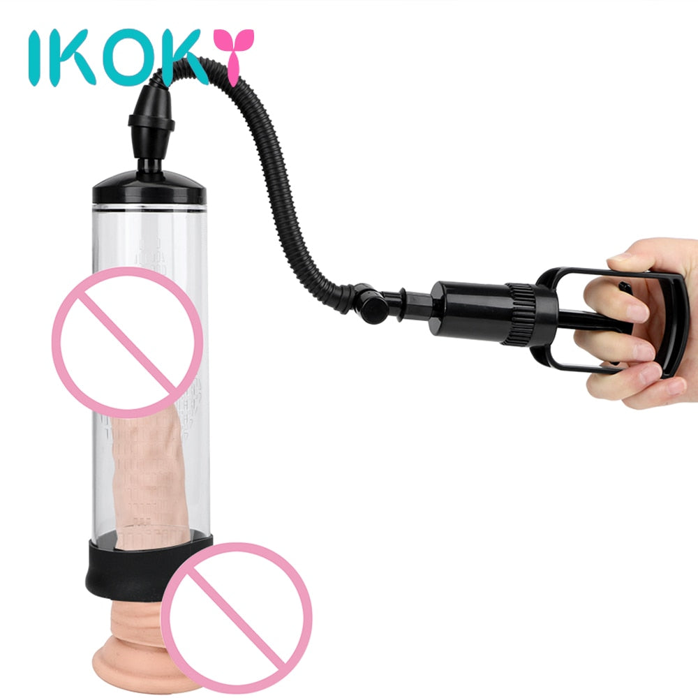 IKOKY Penis Trainer Vacuum Pump Penis Extender Sex Toy For Men Male Masturbator Delayed Ejaculation Penis Pump Enlargement - sextoysok