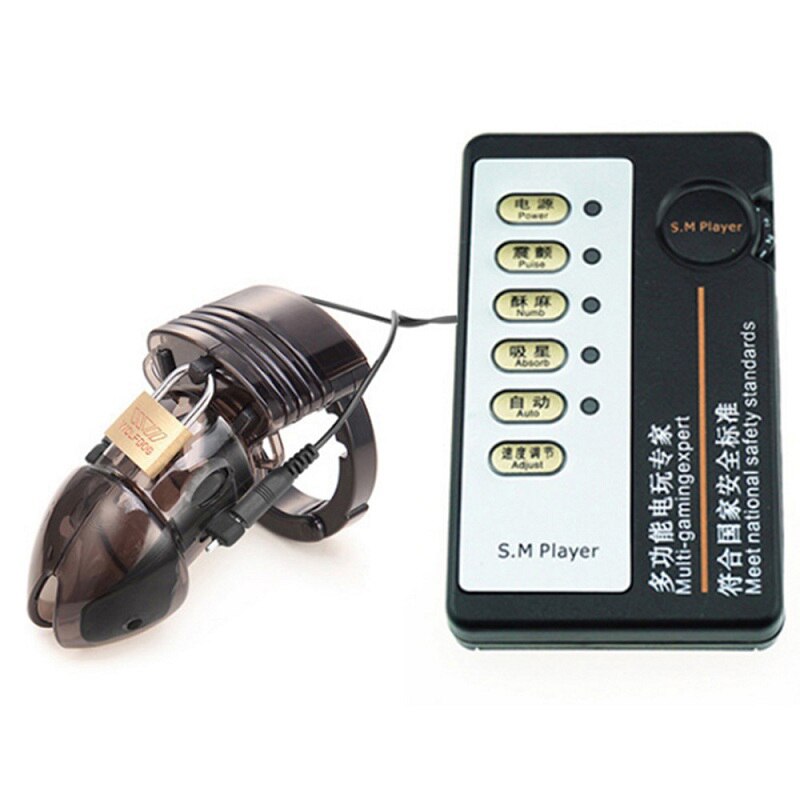 INS Functional Electronic Vibration Shock Male Chastity Device Cock Cage SM Toy for Men - sextoysok