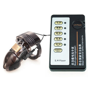 INS Functional Electronic Vibration Shock Male Chastity Device Cock Cage SM Toy for Men - sextoysok