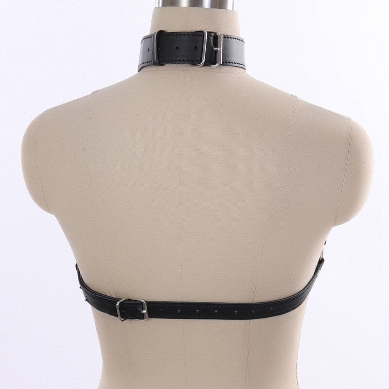 Women Leather Chain Lingerie ,Open Bust Body Harness Breast String Bra,Women's Sexy Clubwear,BDSM Bondage Restraints Strap (YMQ132) - sextoysok