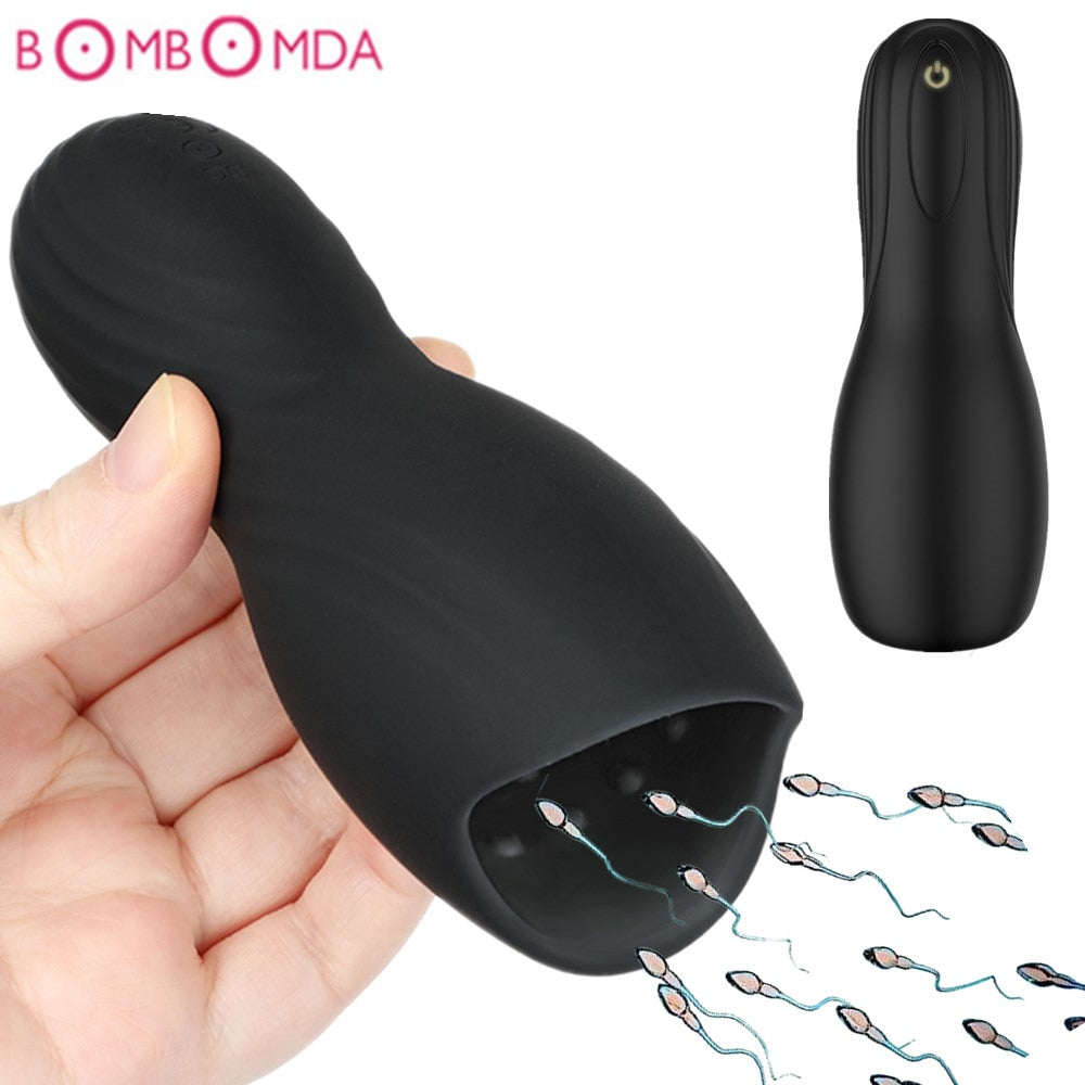 Blowjob Sex Toys for Men Deep Throat Male Masturbator Automatic Penis Pump Vibrators Tongue Licking Glans Massager Sex Shop - sextoysok