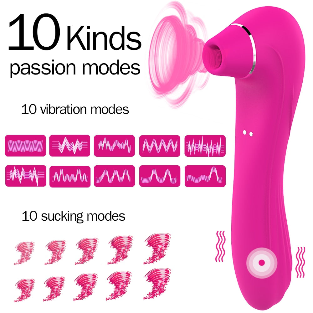 HIWUP Sex Sucking Toys Vibrator Powerful Clitoris Sucker Blowjob Tongue Stimulator Nipple Vagina Pussy Pump Sex Toys for Women - sextoysok