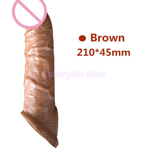Reusable Penis Sleeve Extender Realistic Penis Condom Silicone Extension Sex Toy for Men Cock Enlarger Condom Sheath Delay - sextoysok