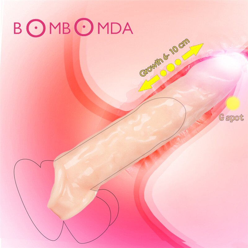 Penis Extender Sex Toys For Men Reusable Condom Dick Sleeve Adult Sex Toys Male Realistic Thick Cock Extender Delay Penis Sleeve - sextoysok