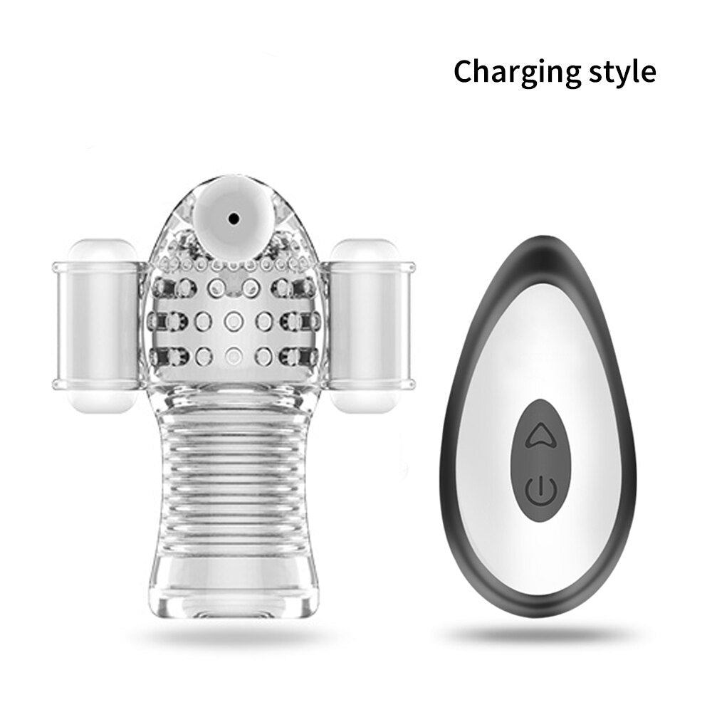 Glans Vibrator For Men Penis Enlargement 10 Modes Glans Massager Penis Endurance Delay Lasting Trainer Masturbate Cup Adult Toys - sextoysok