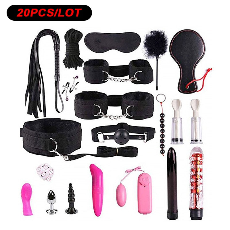 Sex Toys for Couples Handcuffs for Sex Bdsm Toys Anal Dildo Mouth Gag Toys for Adult Games Mask Bondage Set Whip Sexy Lingerie - sextoysok