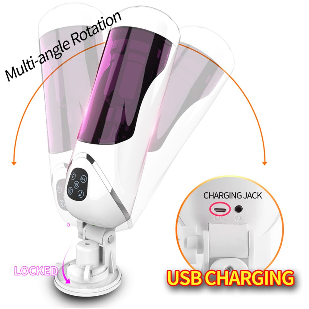 Male Masturbator Sex Toys Vagina Hands Cunt Adults Erotic Automatic Portable for Men TPE Voice Aircraft Cup Telescopic Rotation (Set) - sextoysok