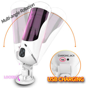 Male Masturbator Sex Toys Vagina Hands Cunt Adults Erotic Automatic Portable for Men TPE Voice Aircraft Cup Telescopic Rotation (Set) - sextoysok