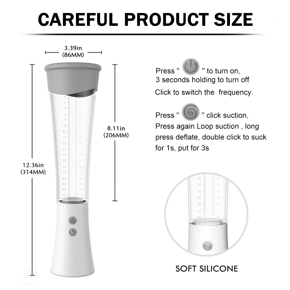 Men Penis Enlargement Vacuum Pump Vibrator Sex Toys For Adult Artificial Vagina Masturbator for Men Vacuum Pump bomba peniana - sextoysok