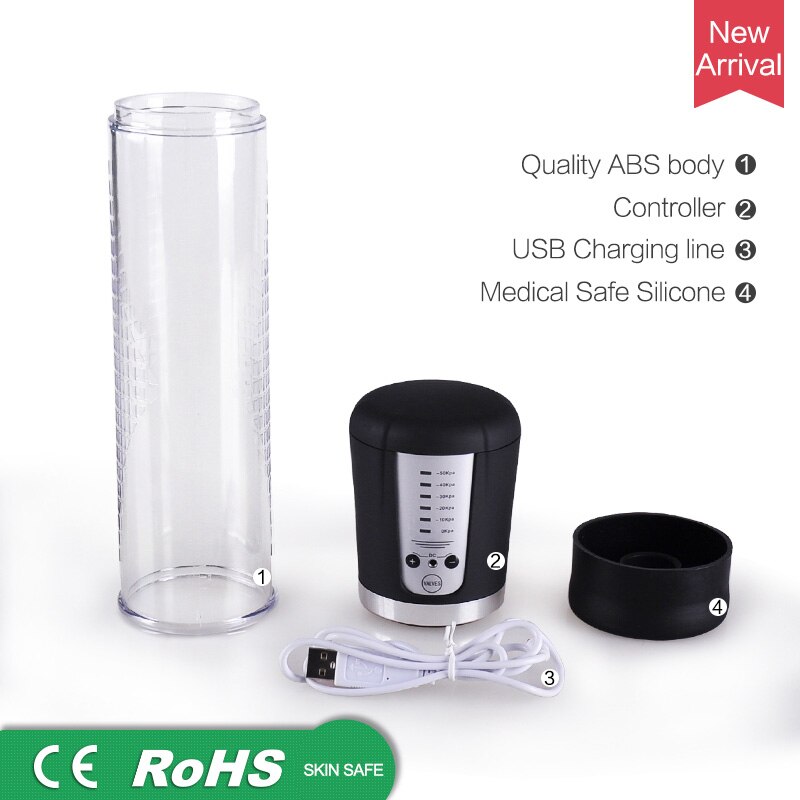 Electric Automatic Penis Pump USB Rechargeable Penis Enlarger Vacuum Pump Powerful Penis Enlargement Extender Sex Toys for Men (Sky blue) - sextoysok