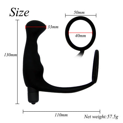 Adult supplies wholesale G-point prostate lock fine ring vibration massage stick male massager (Black) - sextoysok