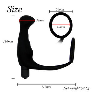 Adult supplies wholesale G-point prostate lock fine ring vibration massage stick male massager (Black) - sextoysok