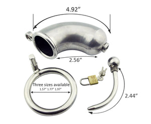 New stainless steel male chastity cage with locking urethral catheter plug metal cock cages chastity device sex toy for man - sextoysok